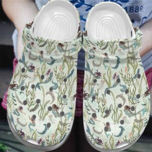 Mermaid Personalize Clog Custom Crocs Fashionstyle Comfortable For Women Men Kid Print 3D Whitesole Mermaids And Otters