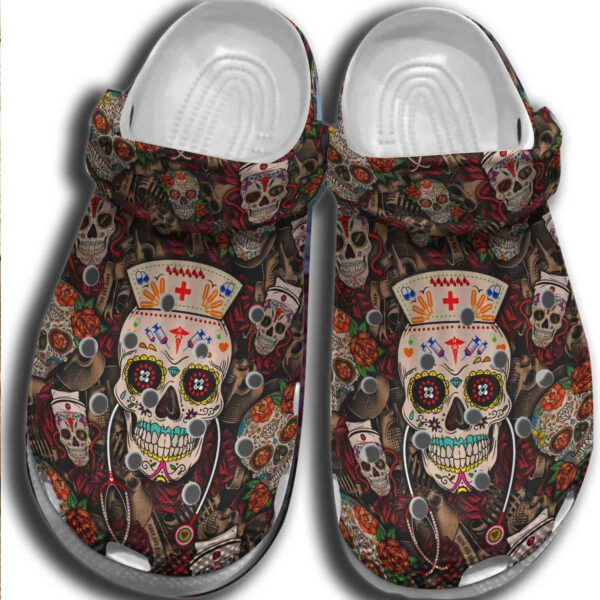 Mexican Sugar Skull Nurse Crocs Clog Shoes Crocbland Clog Birthday Gifts For Men Women
