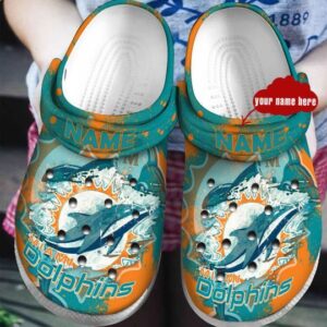 Miami Dolphins Custom Name Crocs Shoes Crocs Clog Shoes Crocband Clog Comfortable For Mens And Womens