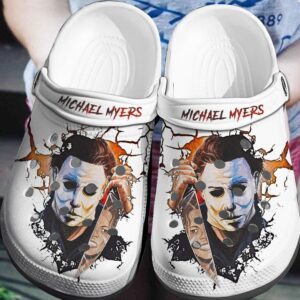 Michael Myers Face Crocs Crocband Clog Comfortable For Mens Womens Classic Clog Water Shoes Clog