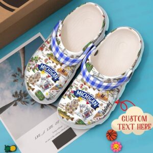 Michigan Personalized Proud Sku 1582 Crocs Crocband Clog Comfortable For Mens Womens Classic Clog Water Shoes