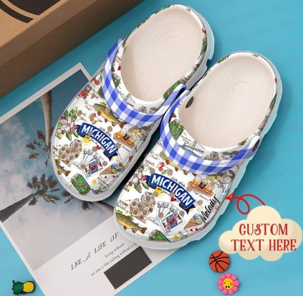 Michigan Personalized Proud Sku 1582 Crocs Crocband Clog Comfortable For Mens Womens Classic Clog Water Shoes