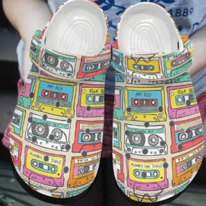 Music Personalized Clog Custom Crocs Comfortablefashion Style Comfortable For Women Men Kid Print 3D Cassette Tapes