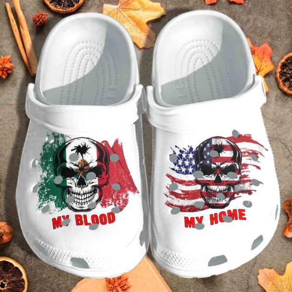 My Blood Mexico My Home Usa Flag Clog Crocs Clog Shoes Gift For Man Woman