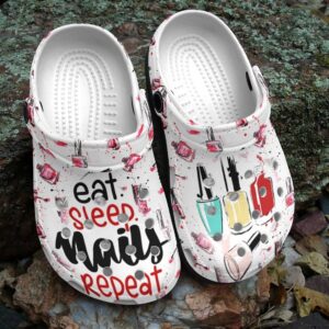 Nail Artist Personalized Clog Custom Crocs Comfortablefashion Style Comfortable For Women Men Kid Print 3D Eat Sleep Nails Repeat