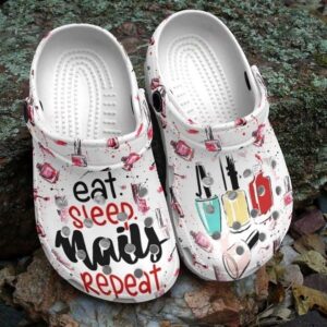 Nail Tech Crocs Clog Classic Clog Whitesole Eat Sleep Nail Repeat Shoes