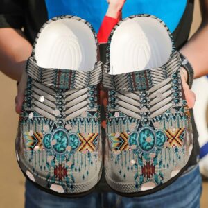 Native American Personalized Clog Custom Crocs Comfortablefashion Style Comfortable For Women Men Kid Print 3D Blue Pattern