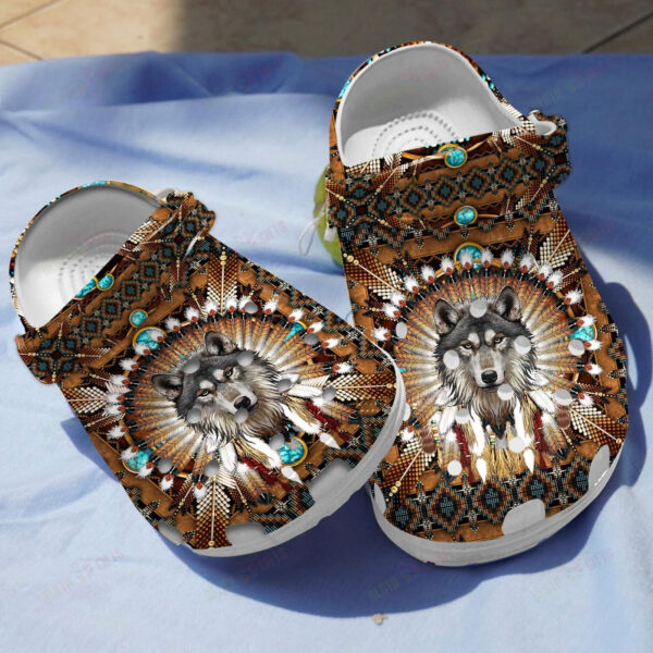 Native American Wolf Crocs Clog Classic Clogs Shoes