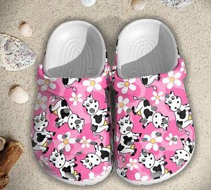 New Cute Cow Flowers Crocs Clog Shoes Crocband Clog Comfortable For Mens And Womens