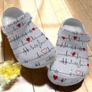 Nurse Crocs Clog Classic Clog Heartbeat White Shoes