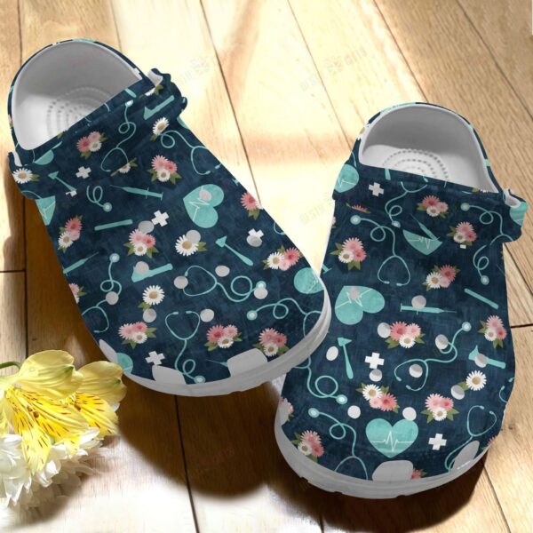 Nurse Crocs Clog Classic Clog Whitesole Nurse Pattern Shoes