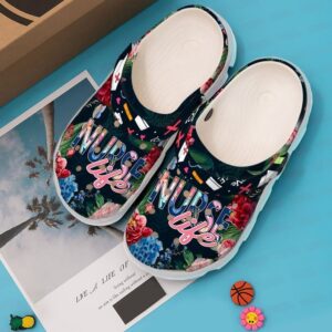 Nurse Floral Life Sku 1665 Crocs Clog Clog Shoes