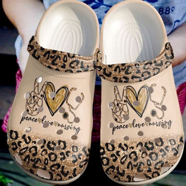 Nurse Peace Love Nursing Sku 1692 Crocs Clog Clog Shoes