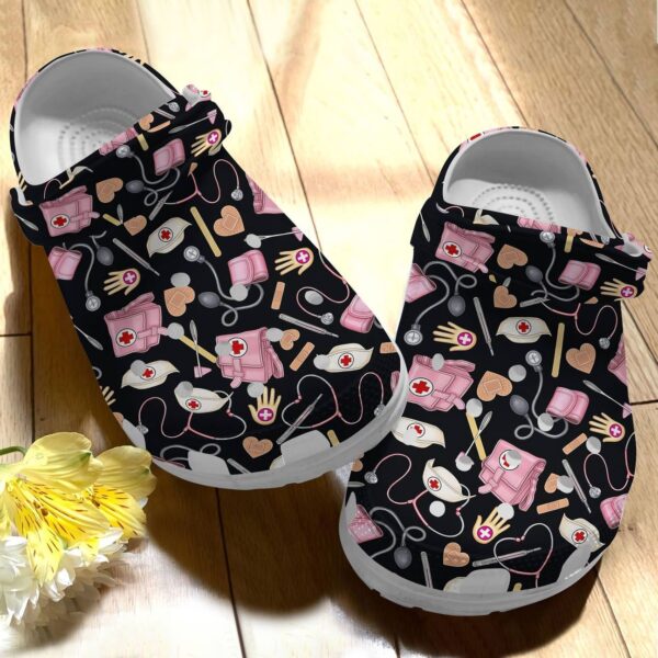 Nurse Personalize Clog Custom Crocs Fashionstyle Comfortable For Women Men Kid Print 3D Lovely Black