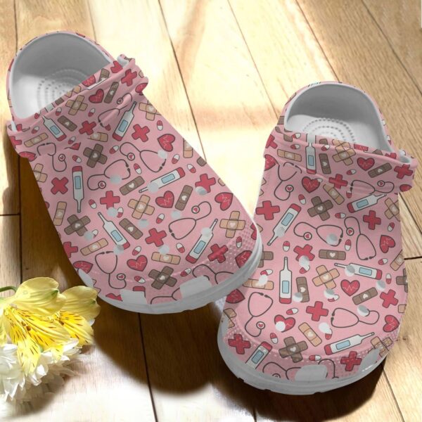 Nurse Personalize Clog Custom Crocs Fashionstyle Comfortable For Women Men Kid Print 3D Lovely Pink
