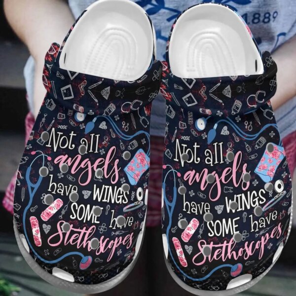 Nurse Personalize Clog Custom Crocs Fashionstyle Comfortable For Women Men Kid Print 3D Not All Angels Have Wings