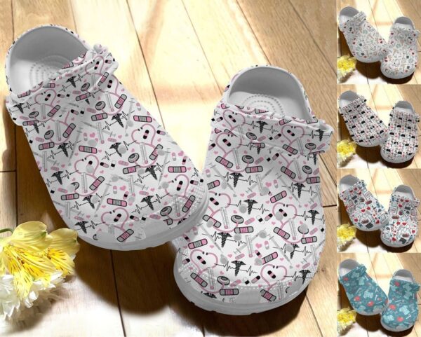 Nurse Personalize Clog Custom Crocs Fashionstyle Comfortable For Women Men Kid Print 3D Nurse Pattern