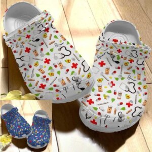 Nurse Personalize Clog Custom Crocs Fashionstyle Comfortable For Women Men Kid Print 3D Nurse Pattern Ver 1