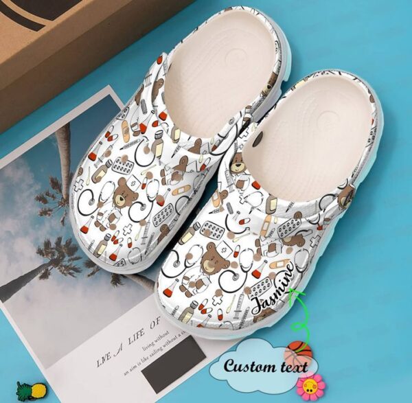 Nurse Personalized Bear Sku 1635 Crocs Crocband Clog Comfortable For Mens Womens Classic Clog Water Shoes