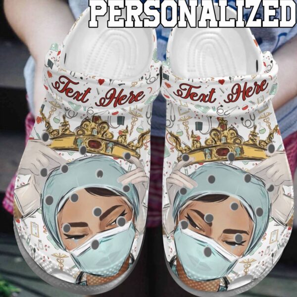 Nurse Personalized Clog Custom Crocs Comfortablefashion Style Comfortable For Women Men Kid Print 3D Crowned Queen