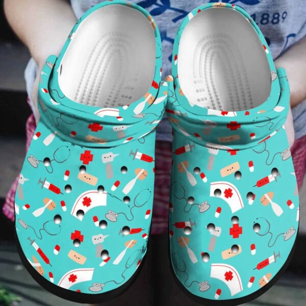 Nurse Personalized Clog Custom Crocs Comfortablefashion Style Comfortable For Women Men Kid Print 3D Green Pattern