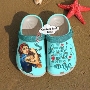 Nurse Personalized She Believed Could Sku 1646 Crocs Crocband Clog Comfortable For Mens Womens Classic Clog Water Shoes