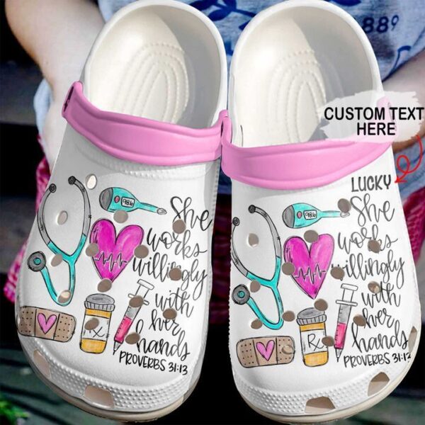 Nurse Personalized She Works Willingly Sku 1647 Crocs Clog Clog Shoes