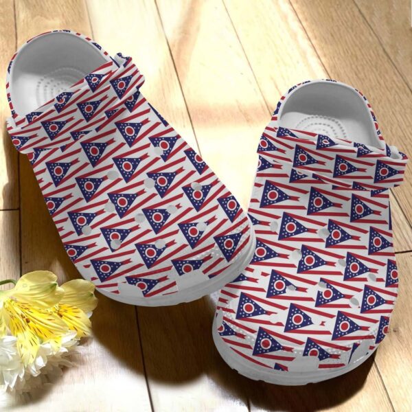 Ohio Personalize Clog Custom Crocs Fashionstyle Comfortable For Women Men Kid Print 3D Whitesole Flag Pattern