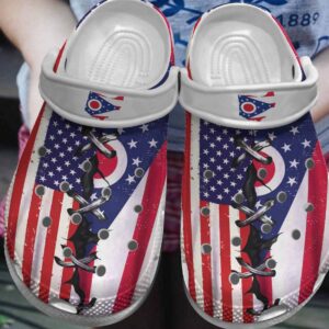 Ohio Personalized Clog Custom Crocs Comfortablefashion Style Comfortable For Women Men Kid Print 3D Ohio Flag