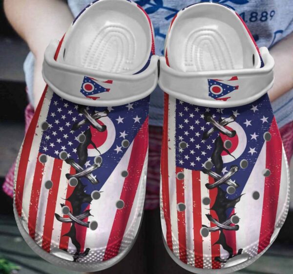 Ohio Personalized Clog Custom Crocs Comfortablefashion Style Comfortable For Women Men Kid Print 3D Ohio Flag