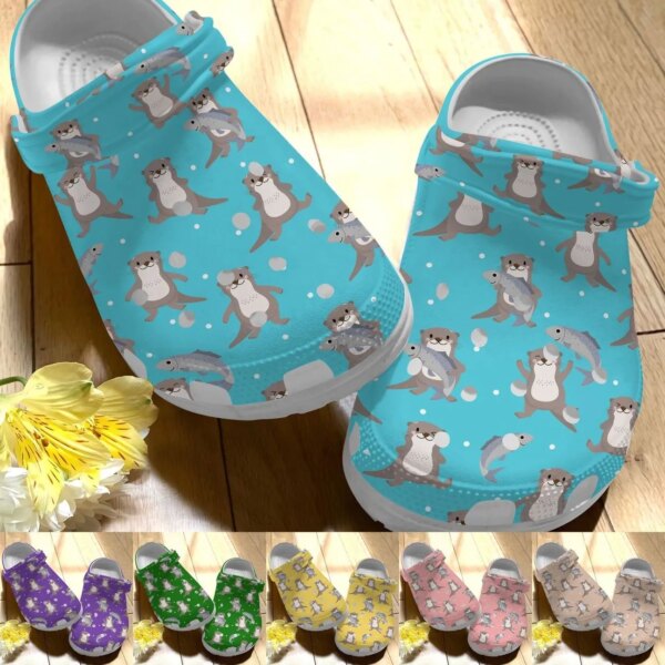 Otter Personalize Clog Custom Crocs Fashionstyle Comfortable For Women Men Kid Print 3D Whitesole Cute Otters