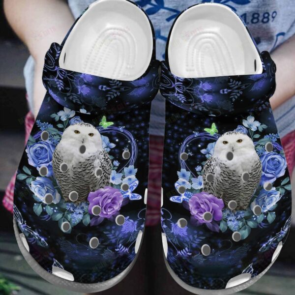 Owl Crocs Clog Classic Clog Whitesole Floral Night Owl Shoes