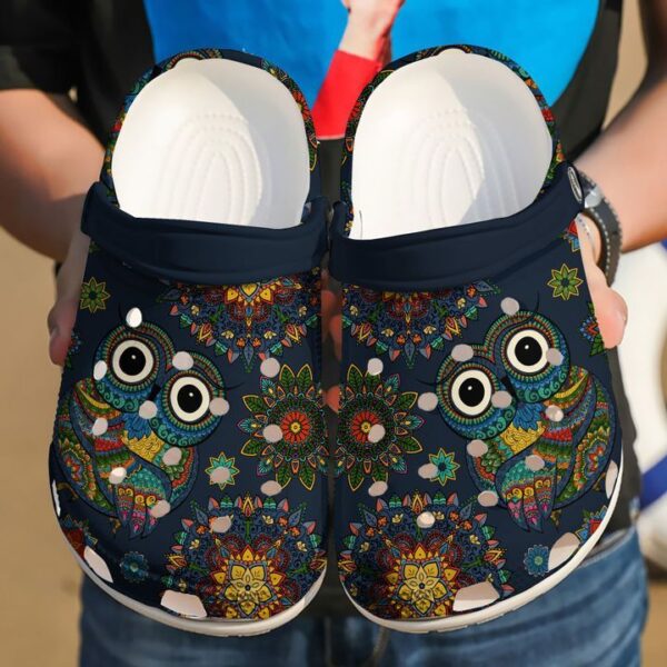 Owl Hippie Sku 1732 Crocs Crocband Clog Comfortable For Mens Womens Classic Clog Water Shoes