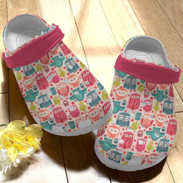 Owl Personalize Clog Custom Crocs Fashionstyle Comfortable For Women Men Kid Print 3D Owl Pink