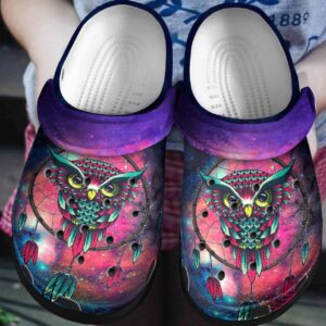 Owl Personalized Clog Custom Crocs Comfortablefashion Style Comfortable For Women Men Kid Print 3D Galaxy Owl