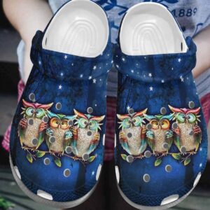 Owl Personalized Clog Custom Crocs Comfortablefashion Style Comfortable For Women Men Kid Print 3D Night Owl