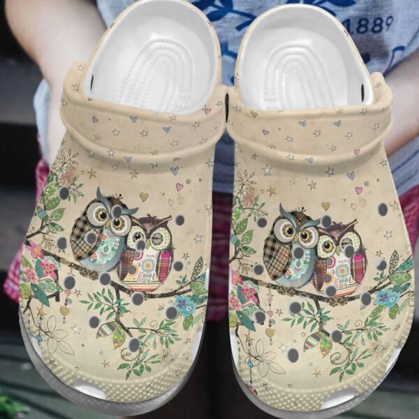 Owl Personalized Clog Custom Crocs Comfortablefashion Style Comfortable For Women Men Kid Print 3D Owl Couple