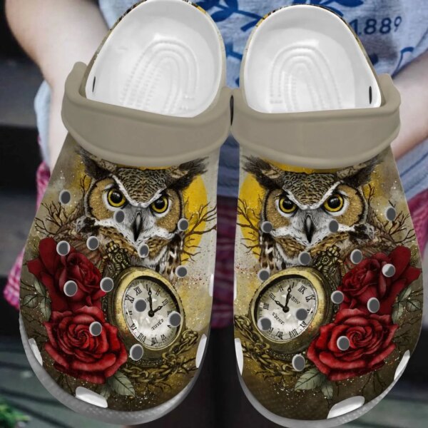 Owl Personalized Clog Custom Crocs Comfortablefashion Style Comfortable For Women Men Kid Print 3D Vintage Owl