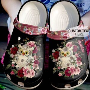 Owl Personalized Red Floral Sku 1752 Crocs Clog Clog Shoes