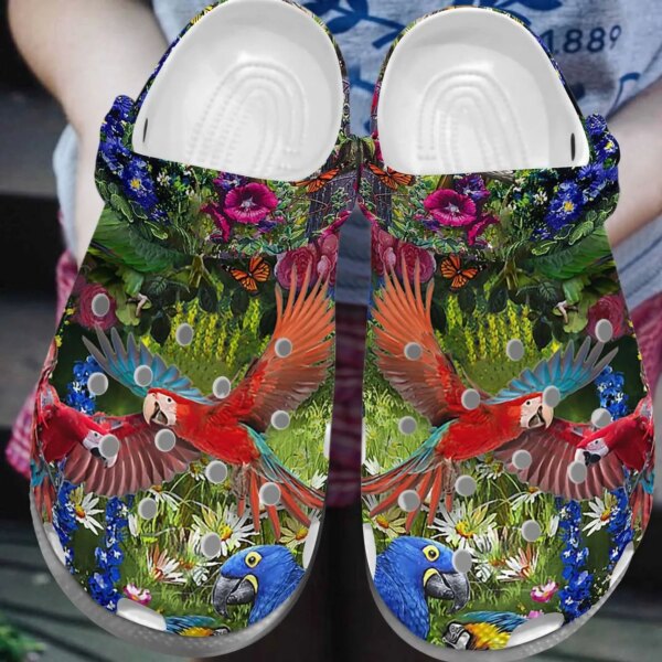 Parrot Roses Parrot Lovers Personalize Clog Custom Crocs Fashionstyle Comfortable For Women Men Kid Print 3D