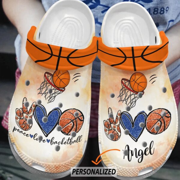 Peace Love Basketball Personalized Clog Custom Crocs Comfortablefashion Style Comfortable For Women Men Kid Print 3D