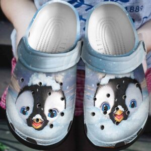 Penguin Cute Face Snow Personalized Clog Custom Crocs Comfortablefashion Style Comfortable For Women Men Kid Print 3D