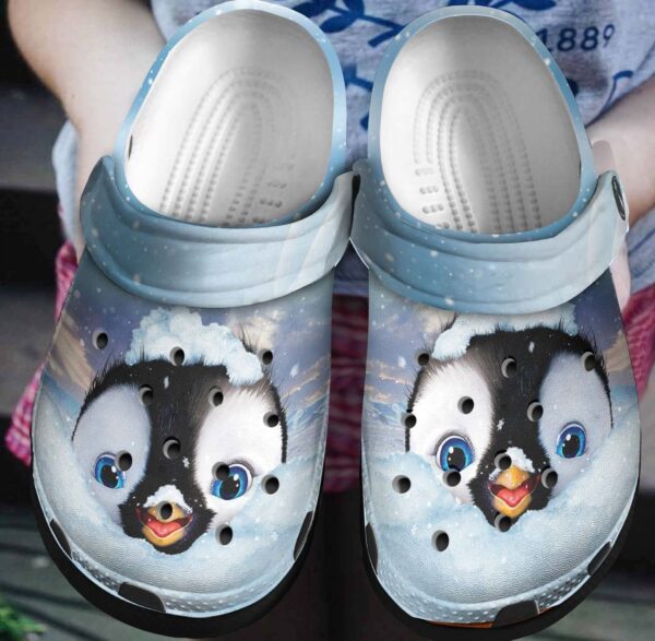 Penguin Cute Face Snow Personalized Clog Custom Crocs Comfortablefashion Style Comfortable For Women Men Kid Print 3D