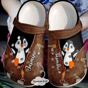 Penguin Personalized Zipper Sku 1787 Crocs Crocband Clog Comfortable For Mens Womens Classic Clog Water Shoes