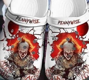 Pennywise Crocs 3D Printed Pennywise Crocband Clog Gift For Horror Lover It Film Crocs 3D Shoes Spooky Clown Classic Clogs