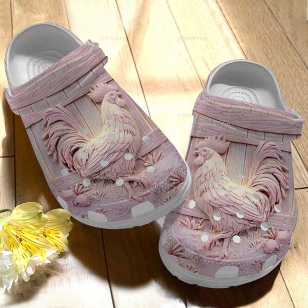 Personalized 3D Pink Chicken Crocs Clogy Shoes For Mens And Womens