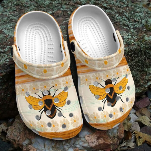 Personalized Bee Flowers Vintage Crocs Clogy Shoes For Mens And Womens