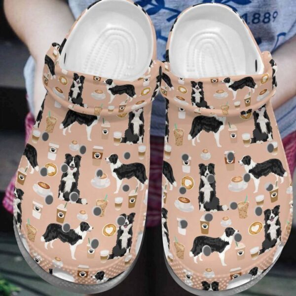 Personalized Border Collie Dog Lovers Coffee Crocs Clogy Shoes For Mens And Womens