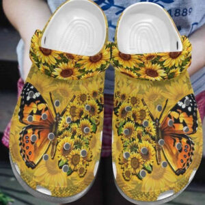 Personalized Butterfly Flower Crocs Clogy Shoes For Mens And Womens