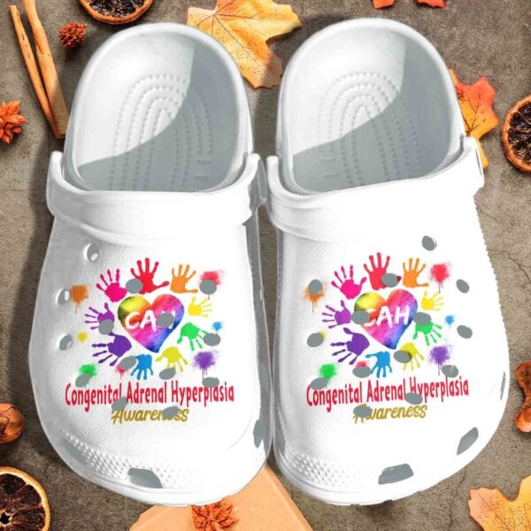 Personalized Color Hands Cah Awareness White Crocs Clogy Shoes For Mens And Womens